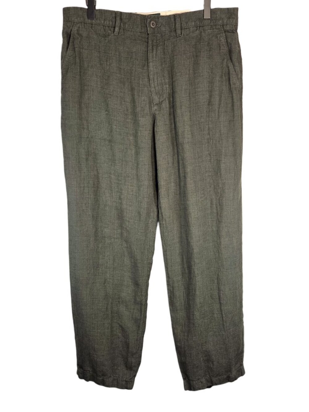 J Crew Classic-Fit Linen Trouser Green Plaid